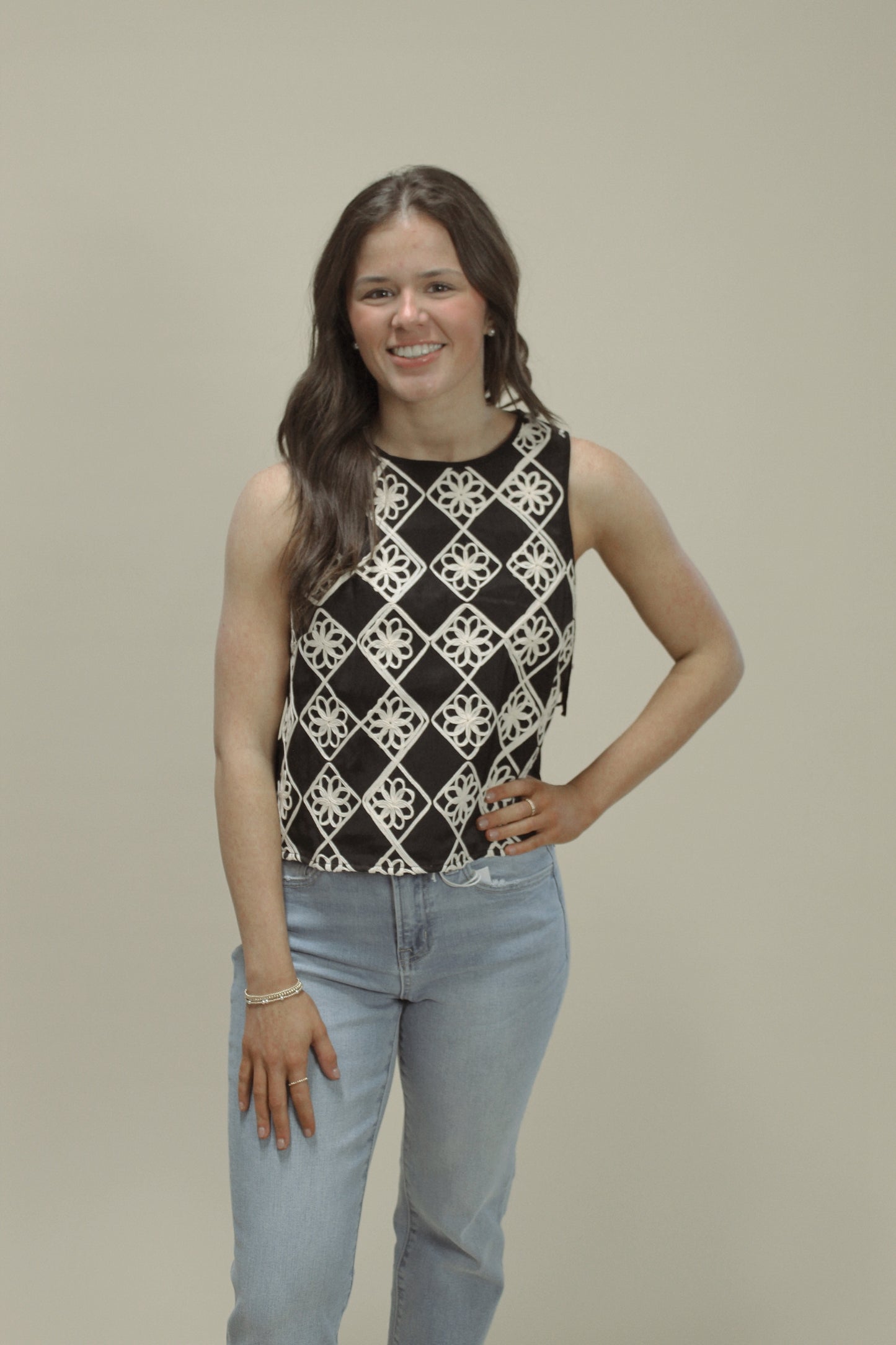 Floral Detail Sleeveless Top