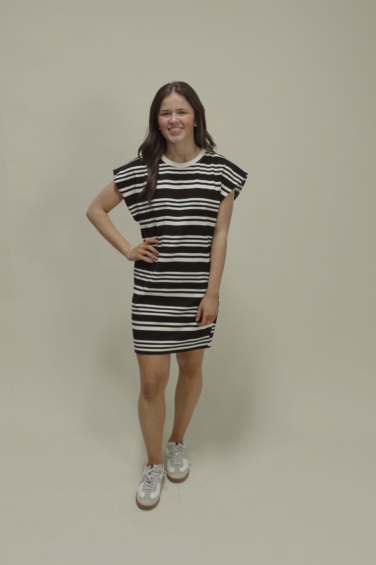 Black & White Striped T-Shirt Dress