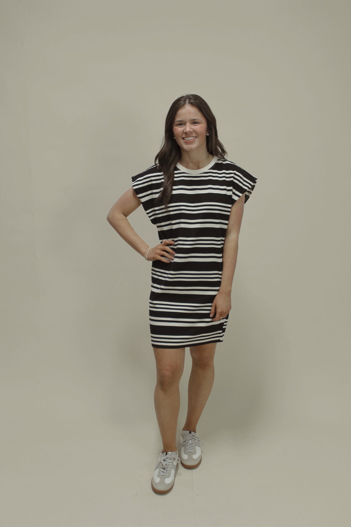 Black & White Striped T-Shirt Dress