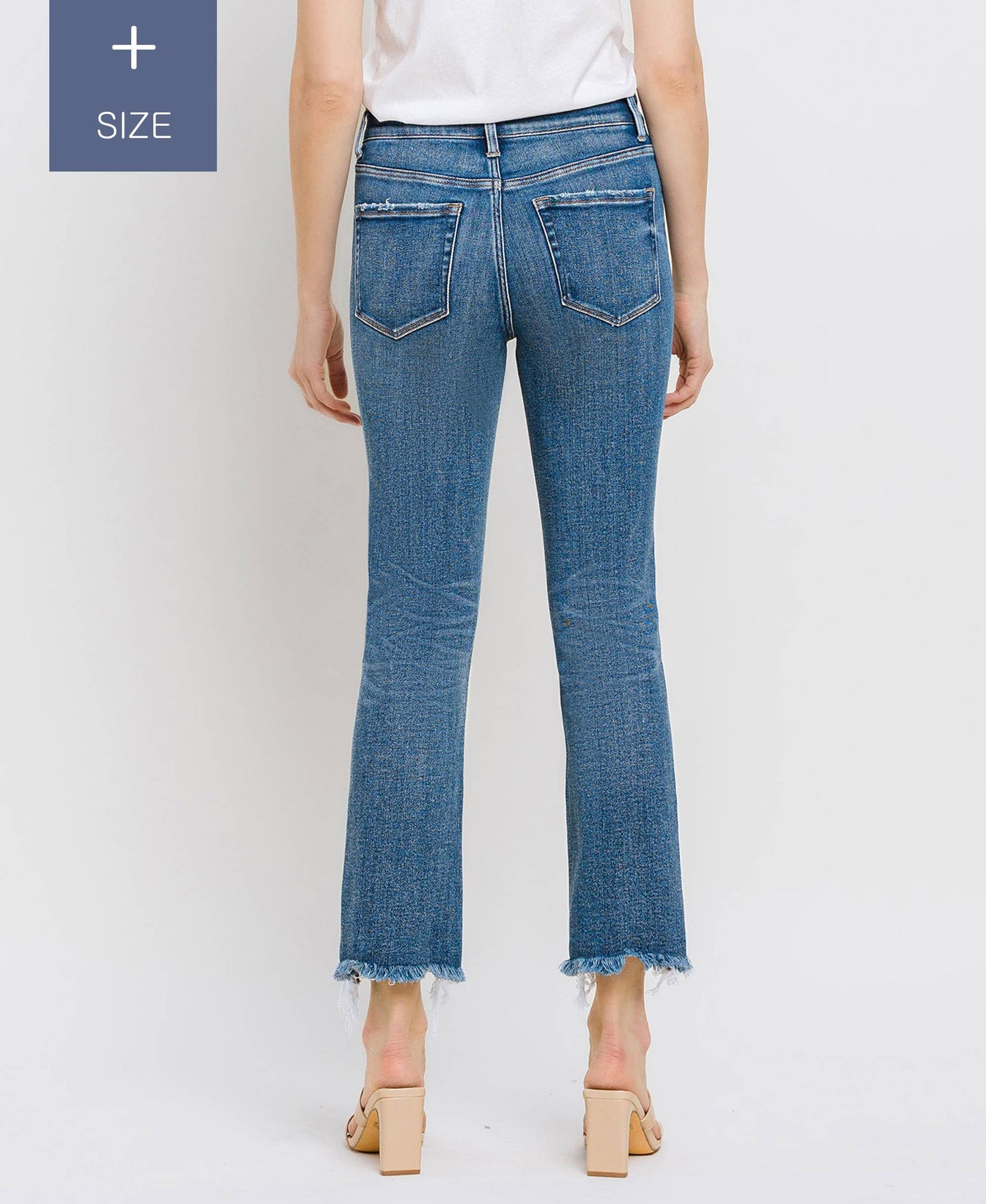 VERVET PLUS MED WASH JEANNE HR UNEVEN RAW HEM SLIM STRAIGHT