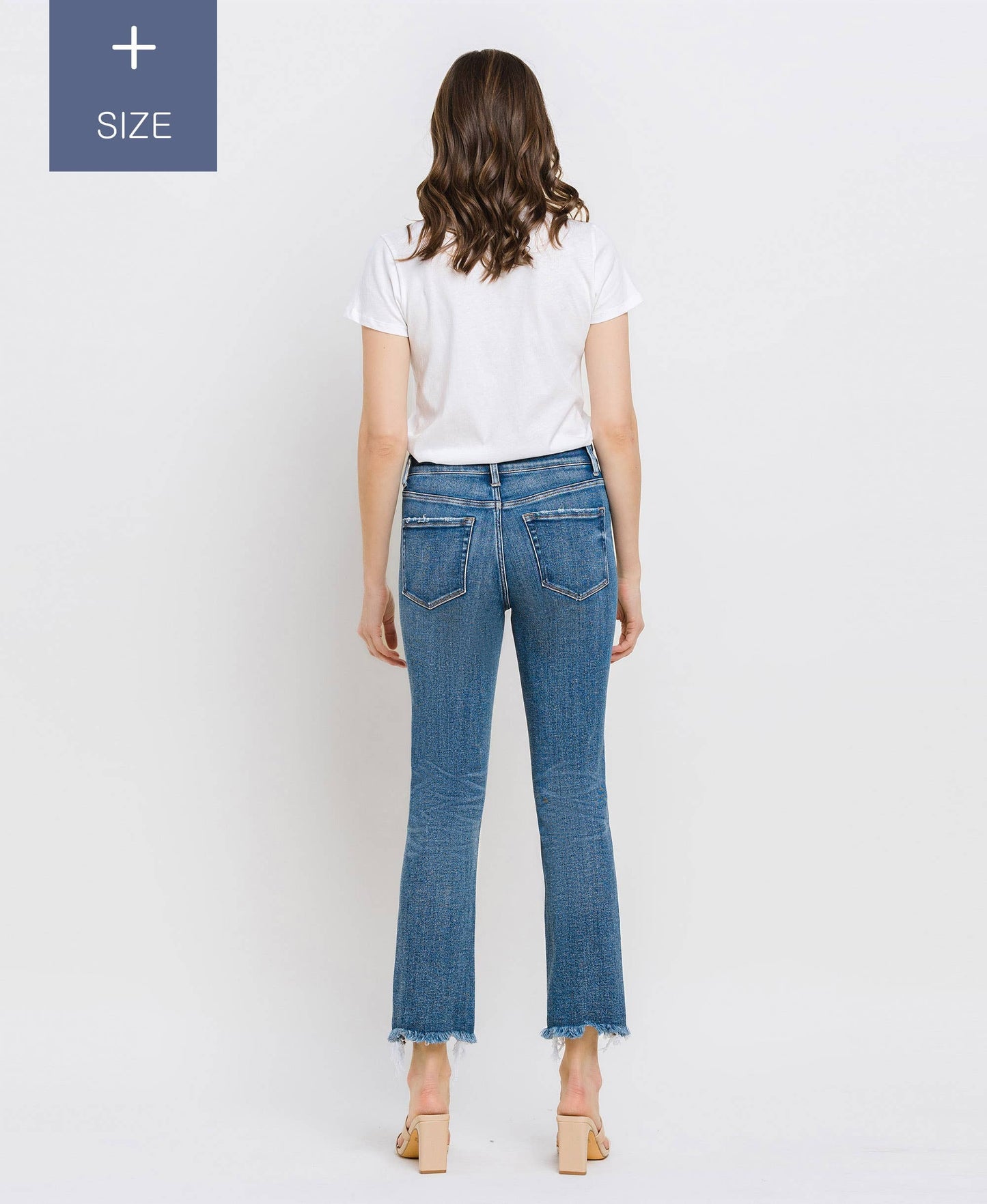 VERVET PLUS MED WASH JEANNE HR UNEVEN RAW HEM SLIM STRAIGHT