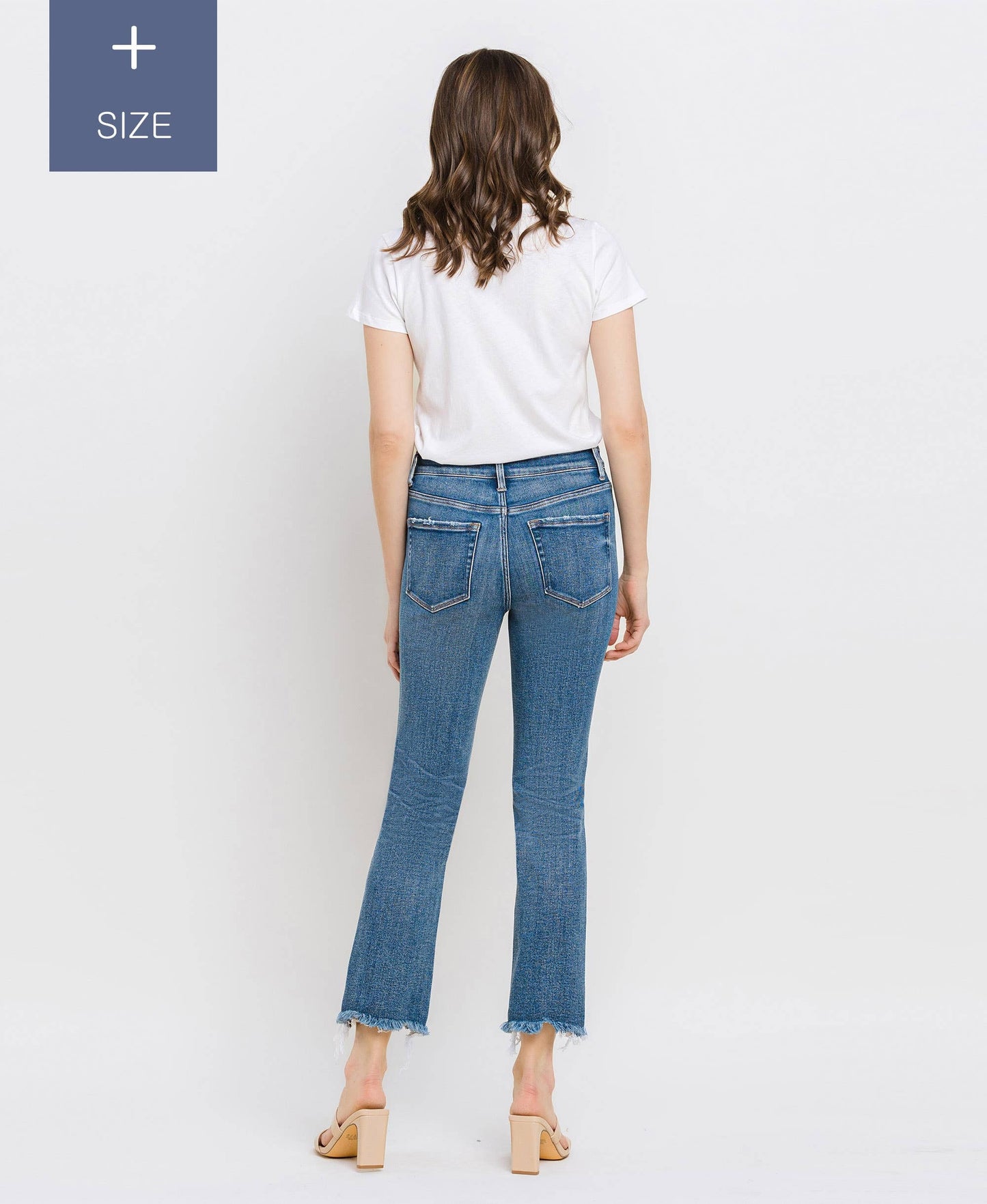 VERVET PLUS MED WASH JEANNE HR UNEVEN RAW HEM SLIM STRAIGHT