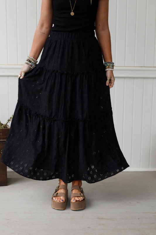 Three Bird Nest Black Sweet Briar Eyelet Skirt
