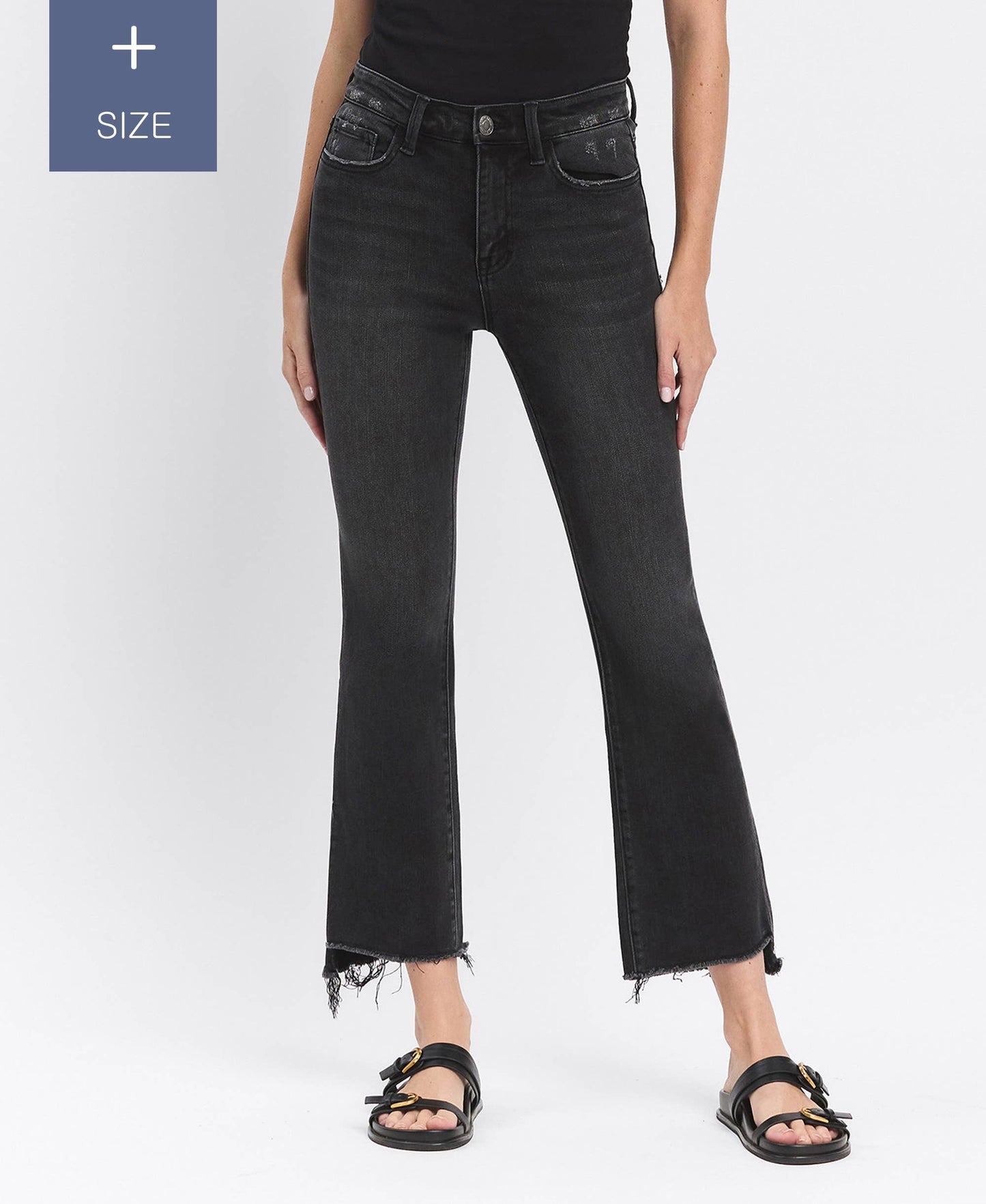 VERVET PLUS BLACK BELLA HR RAW STEP HEM JEAN