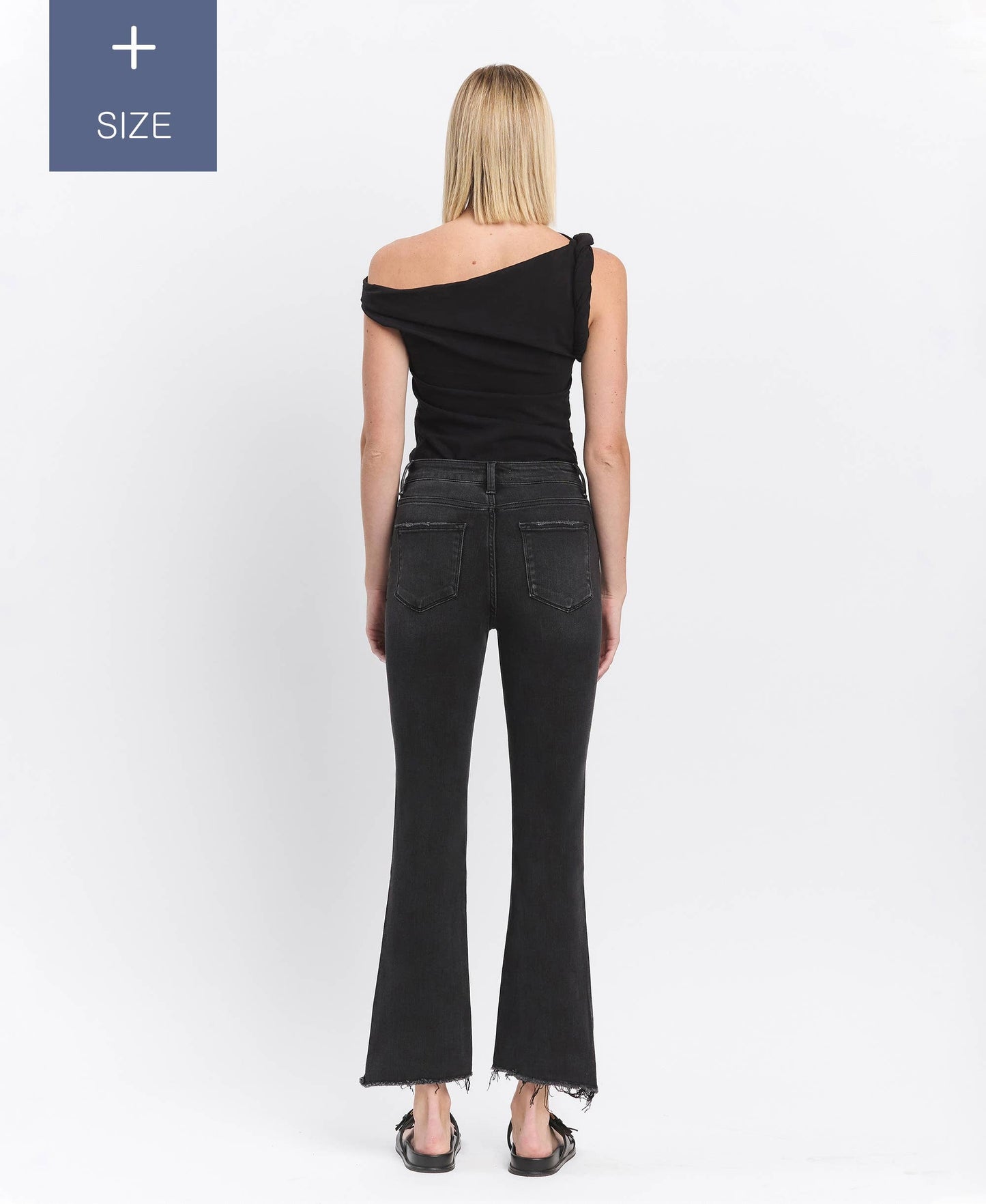 VERVET PLUS BLACK BELLA HR RAW STEP HEM JEAN