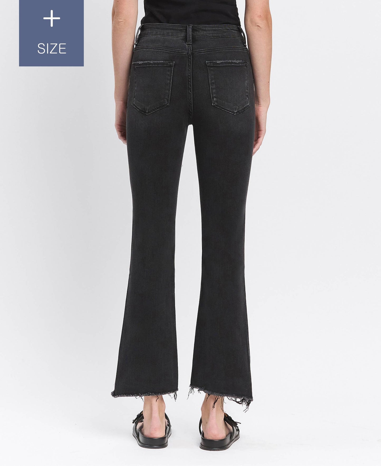 VERVET PLUS BLACK BELLA HR RAW STEP HEM JEAN