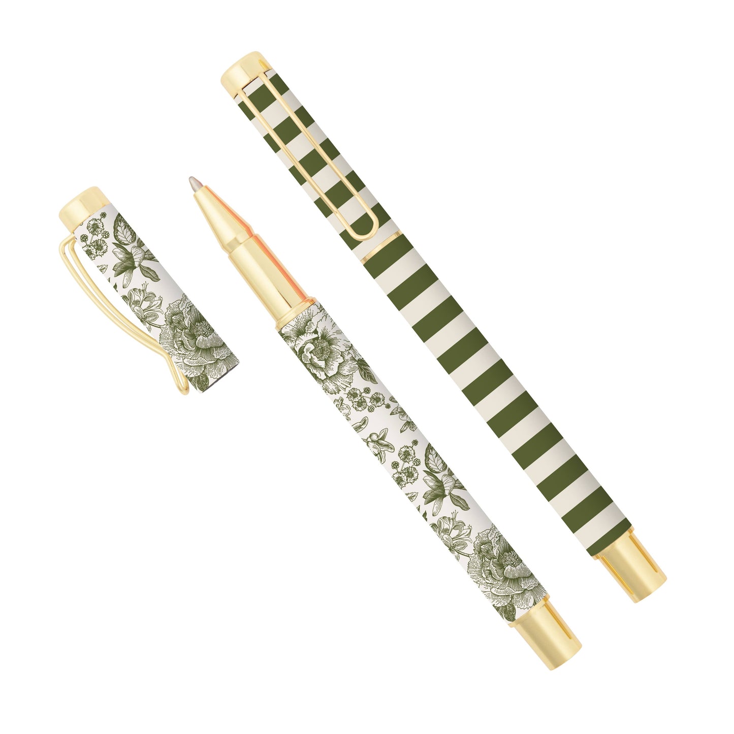 Green Floral Metal Pen Set Regular