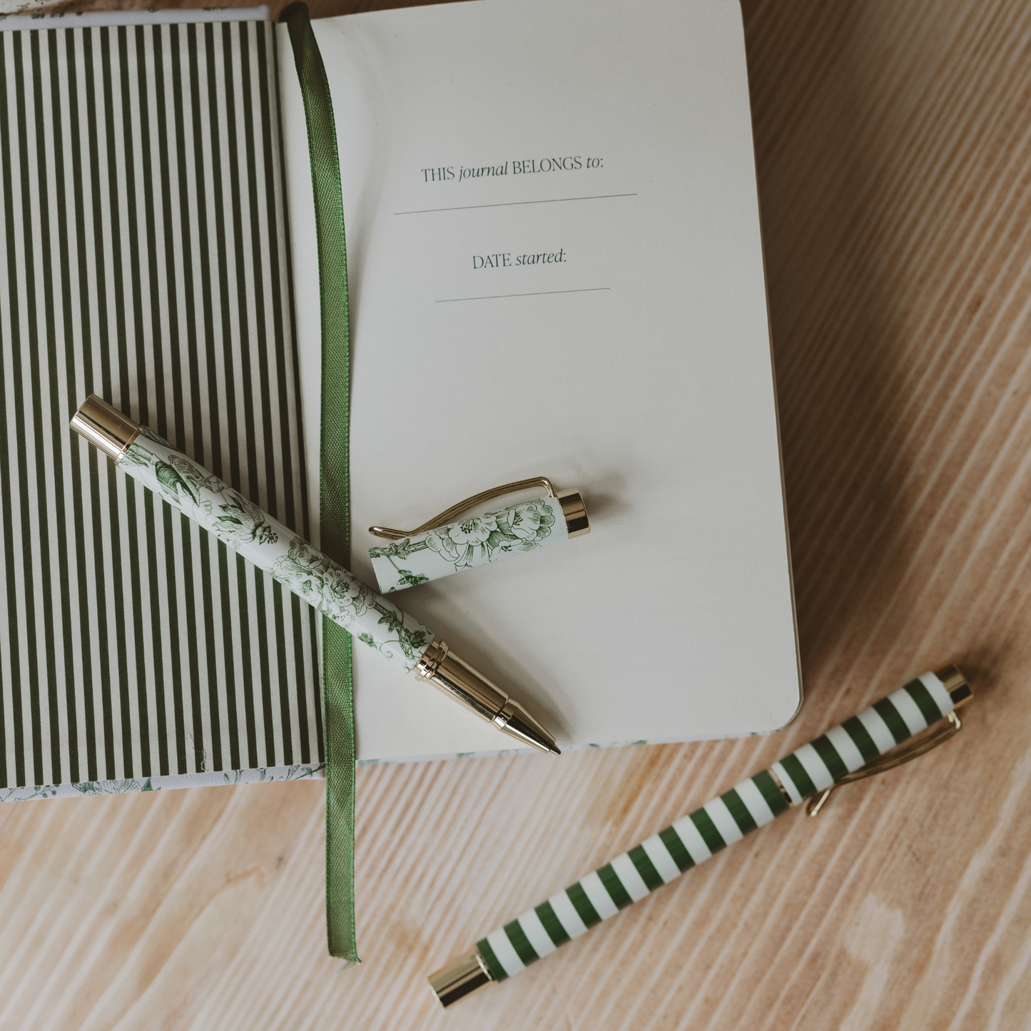 Green Floral Metal Pen Set Regular