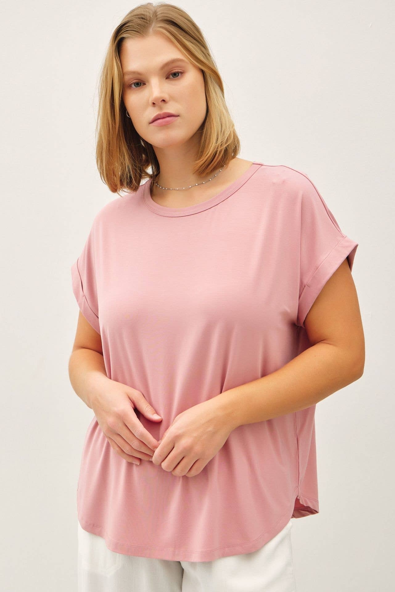 Be Cool Taupe BAMBOO/MODAL CAP SLEEVE TEE