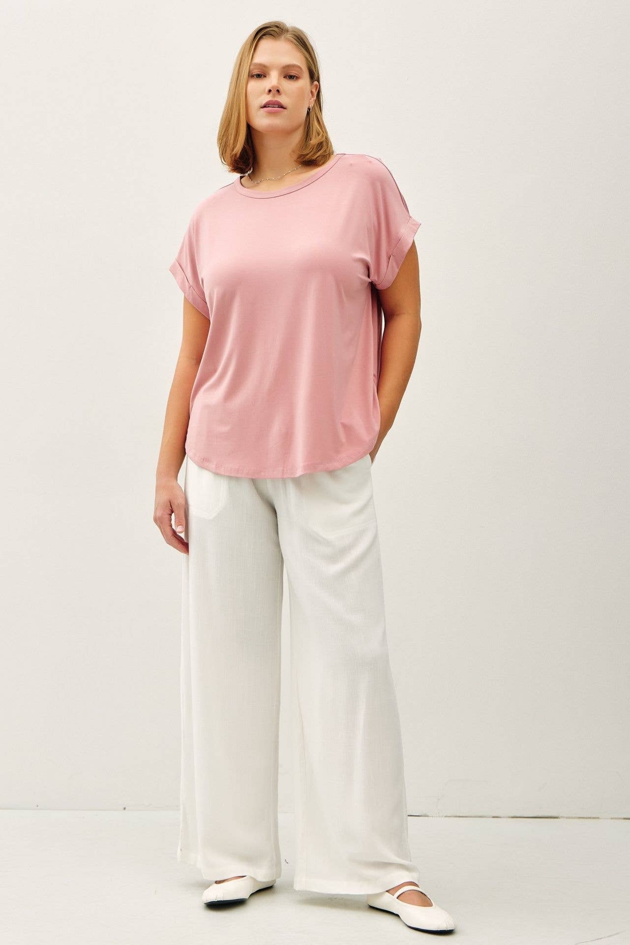 Be Cool Taupe BAMBOO/MODAL CAP SLEEVE TEE
