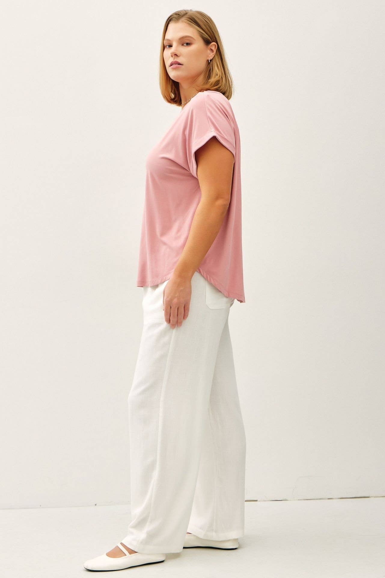 Be Cool Taupe BAMBOO/MODAL CAP SLEEVE TEE