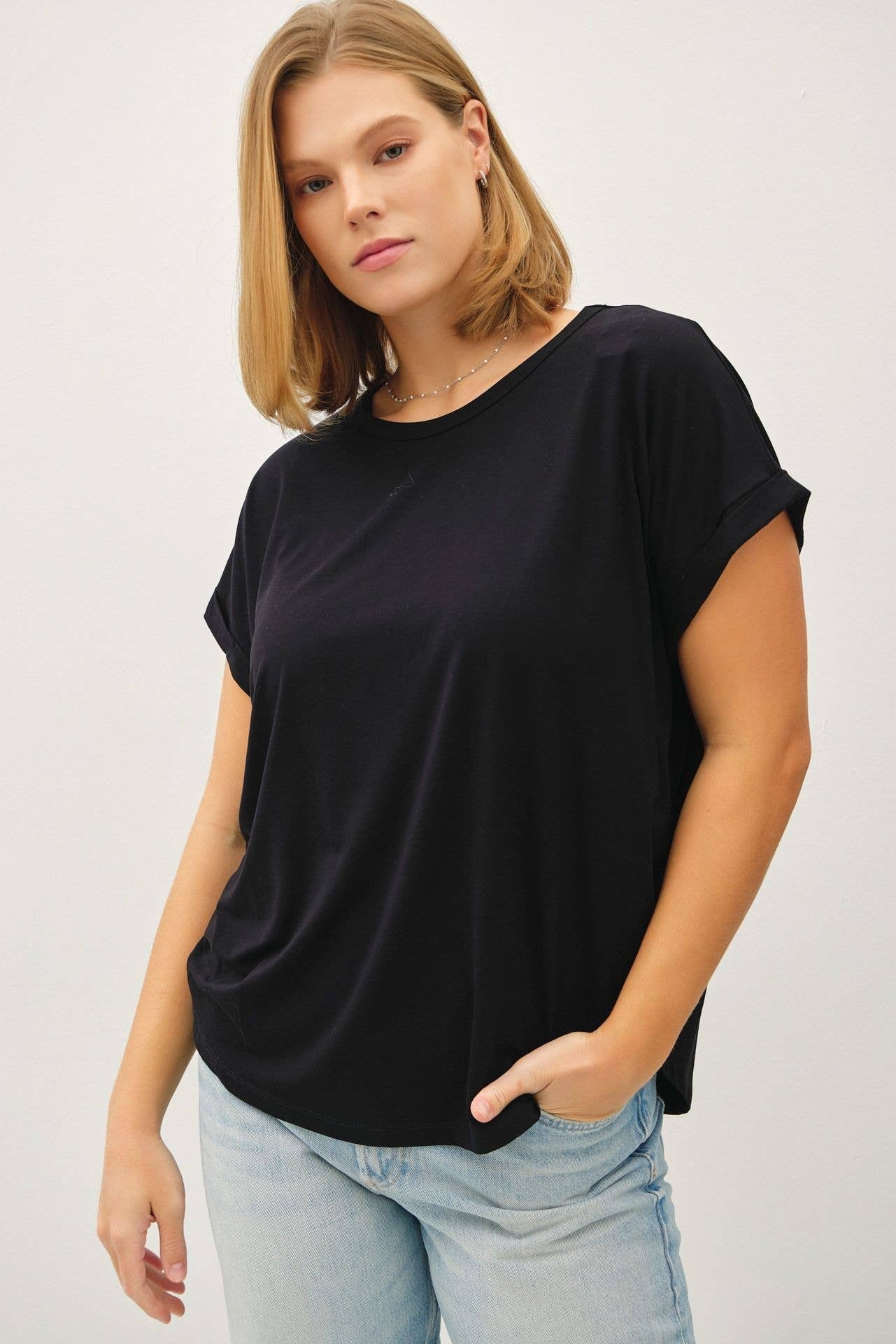 Be Cool Taupe BAMBOO/MODAL CAP SLEEVE TEE