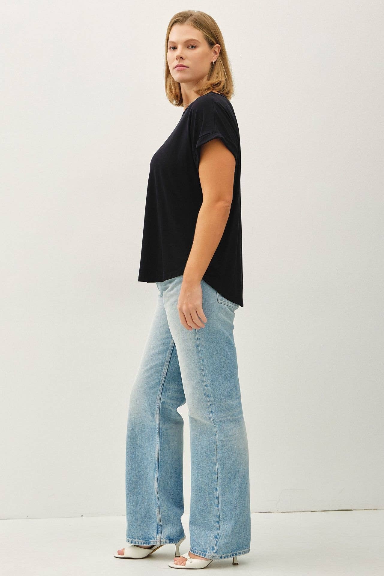 Be Cool Taupe BAMBOO/MODAL CAP SLEEVE TEE