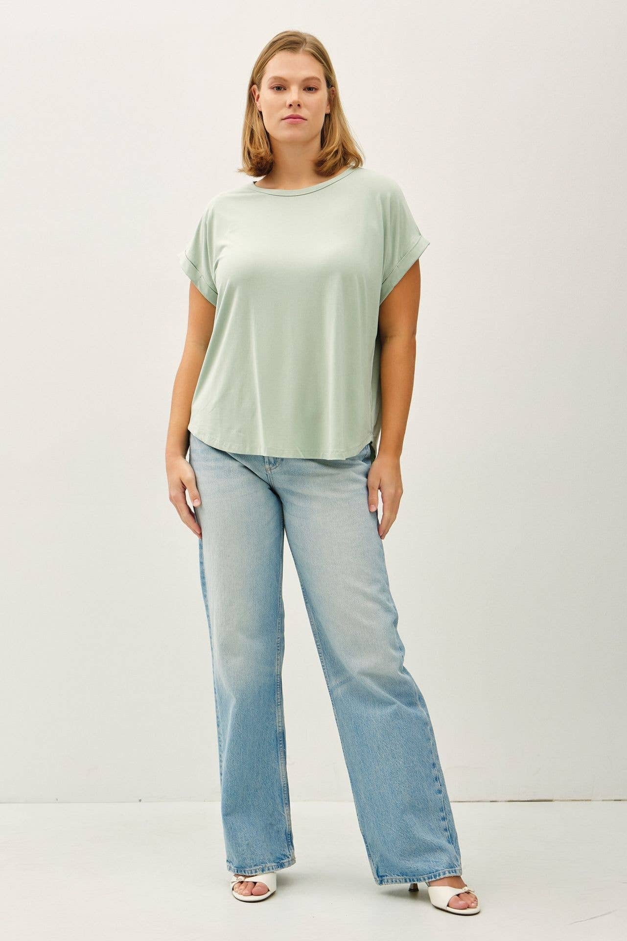 Be Cool Taupe BAMBOO/MODAL CAP SLEEVE TEE