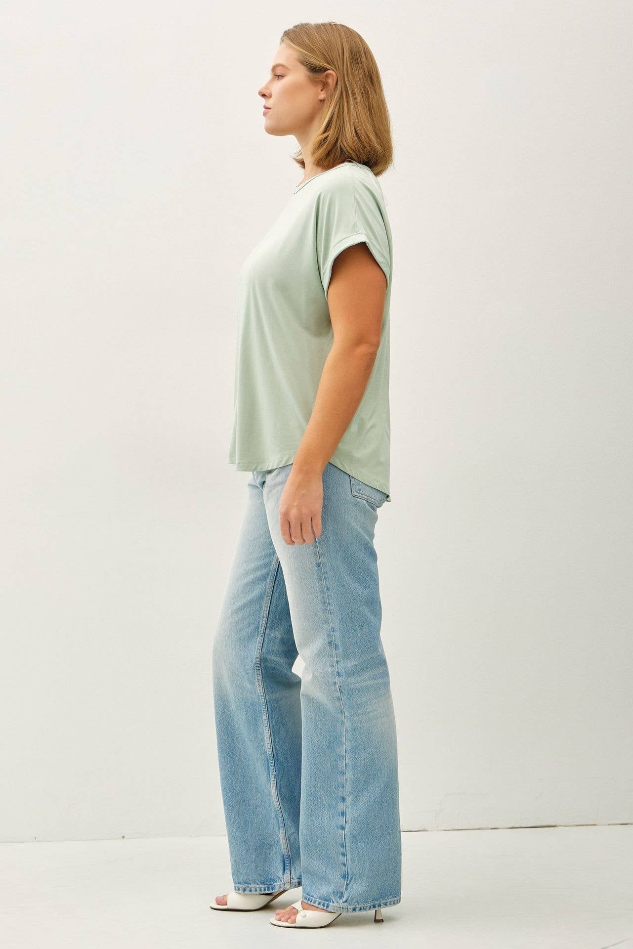 Be Cool Taupe BAMBOO/MODAL CAP SLEEVE TEE