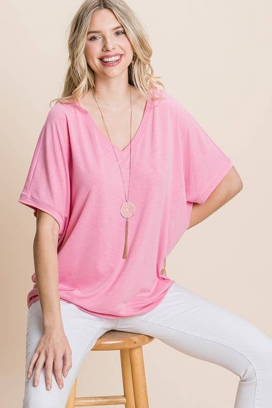 Emerald Grey V Neck Casual SS Top