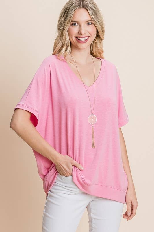 Emerald Grey V Neck Casual SS Top