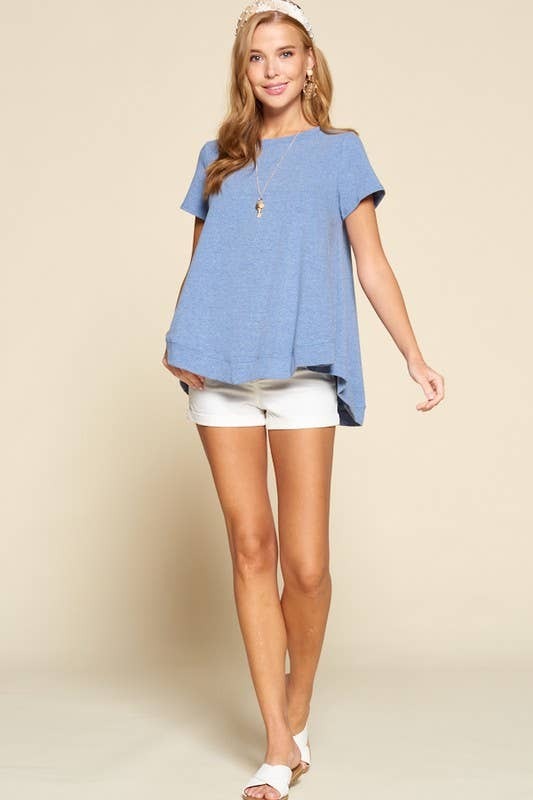 Emerald Heather Grey SS Swing Top