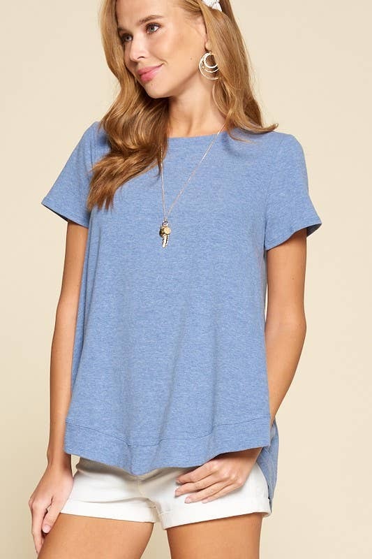 Emerald Heather Grey SS Swing Top