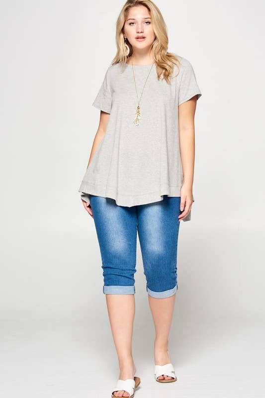 Emerald Heather Grey SS Swing Top