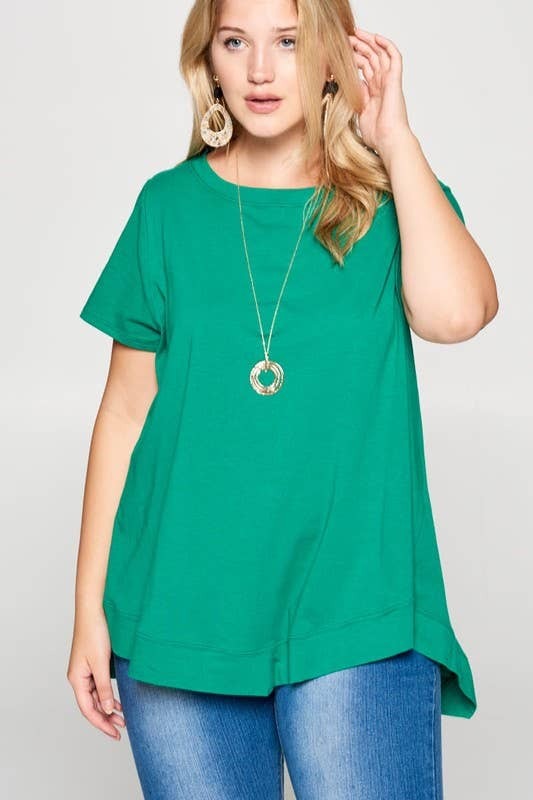 Emerald Heather Grey SS Swing Top