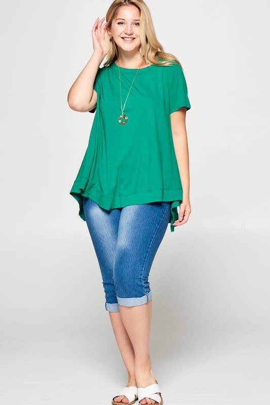 Emerald Heather Grey SS Swing Top
