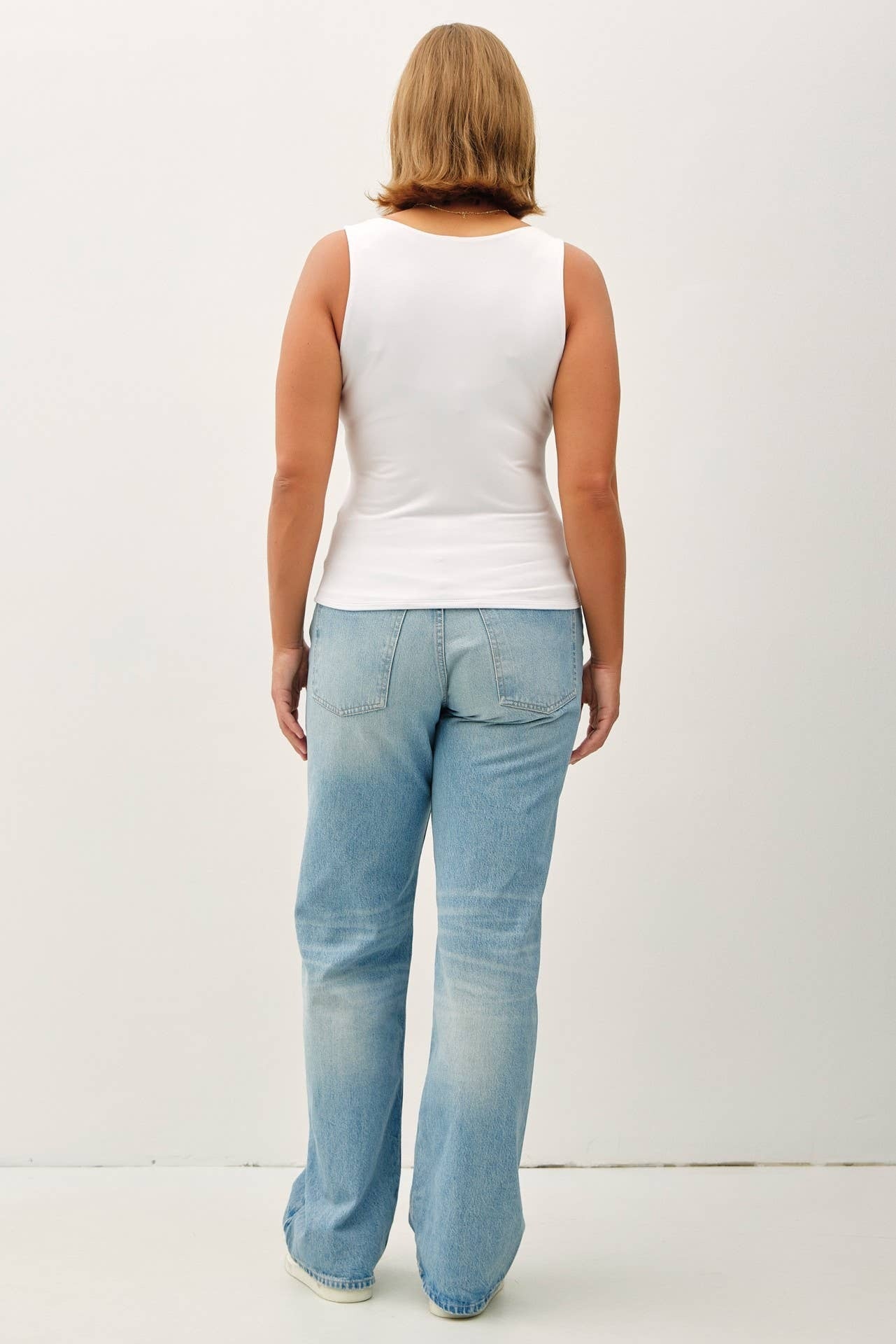 Be Cool White V Neck Tank
