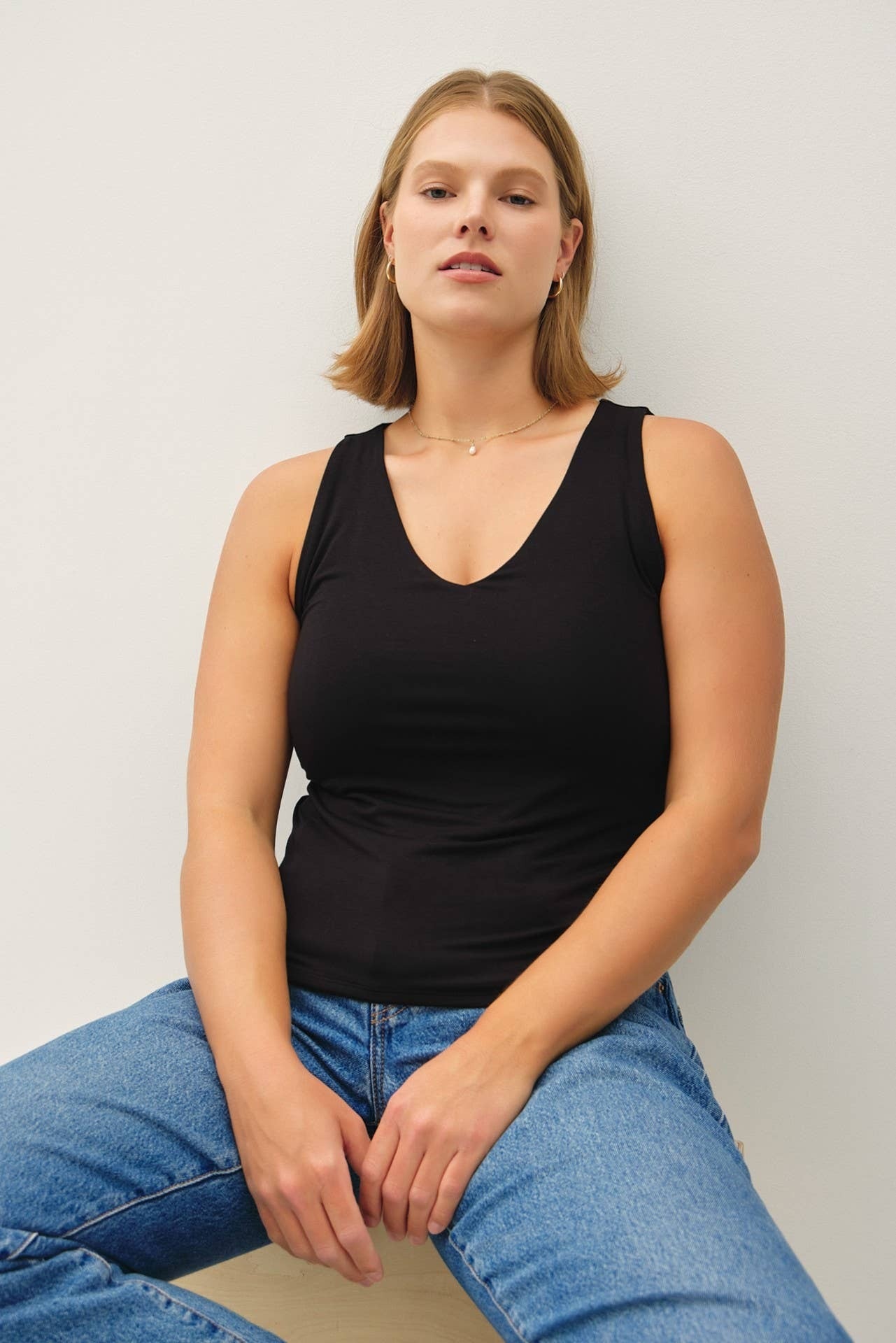 Be Cool White V Neck Tank