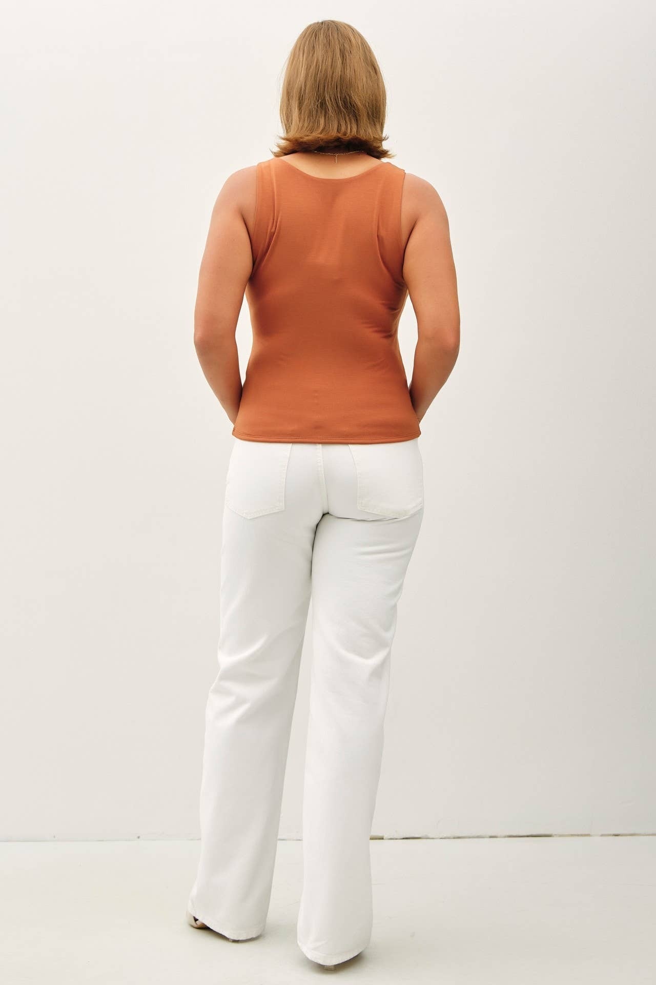 Be Cool White V Neck Tank