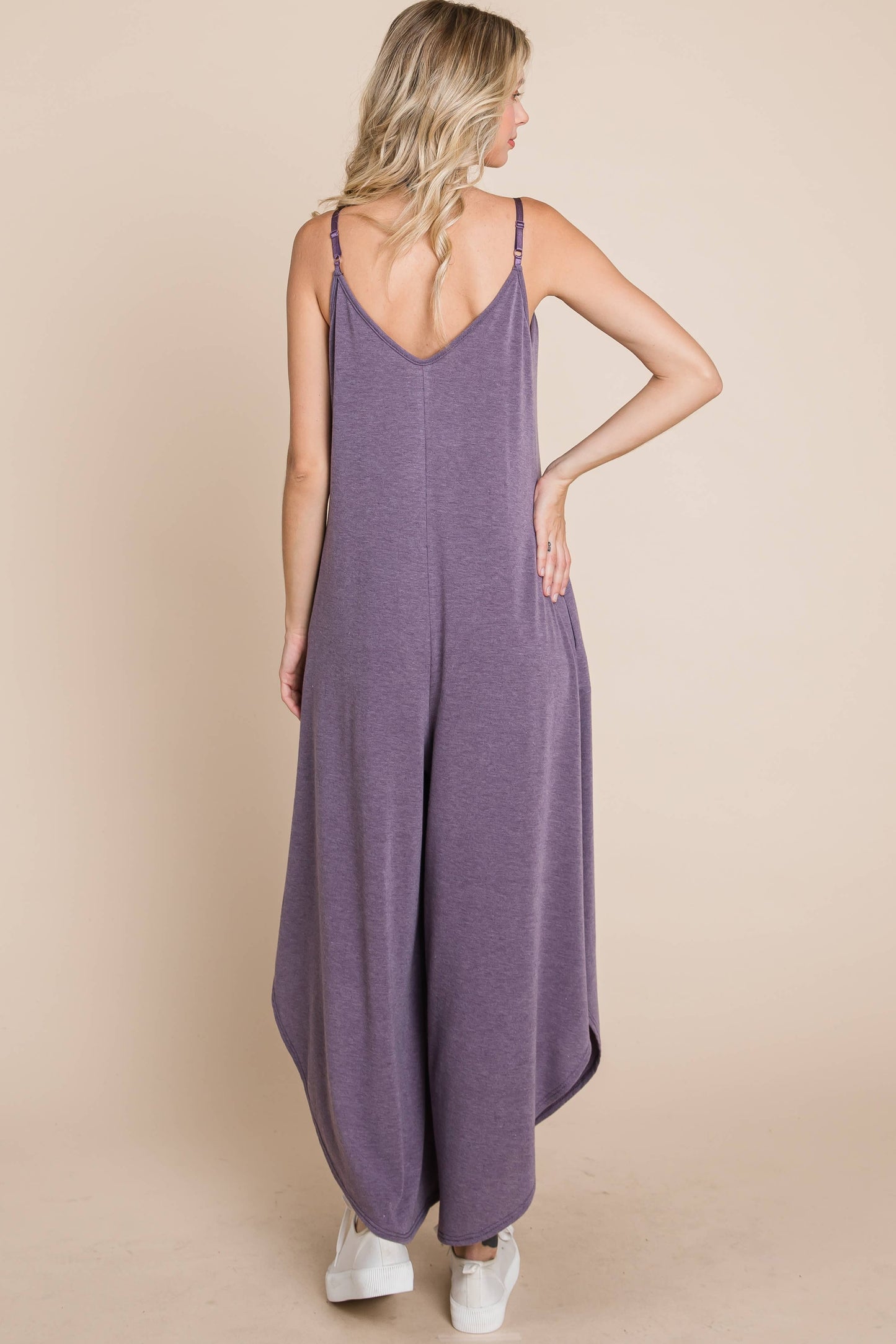 Emerald Teal French Terry Wide Leg Jumpsuit