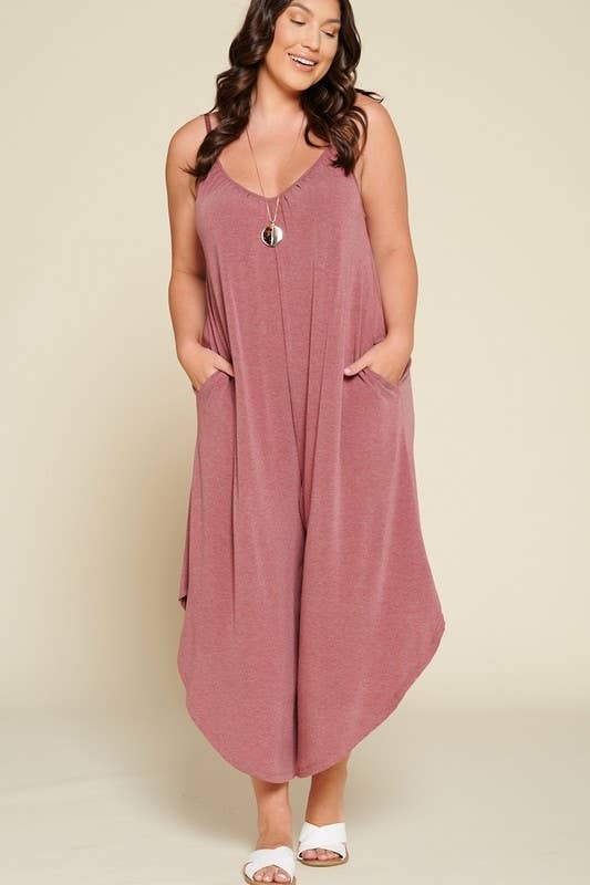 Emerald Teal French Terry Wide Leg Jumpsuit