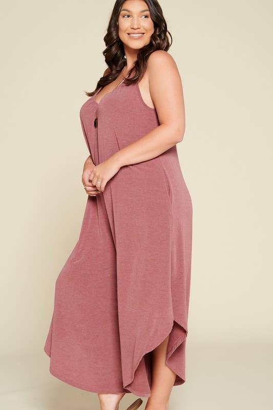 Emerald Teal French Terry Wide Leg Jumpsuit