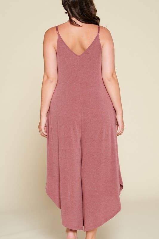 Emerald Teal French Terry Wide Leg Jumpsuit