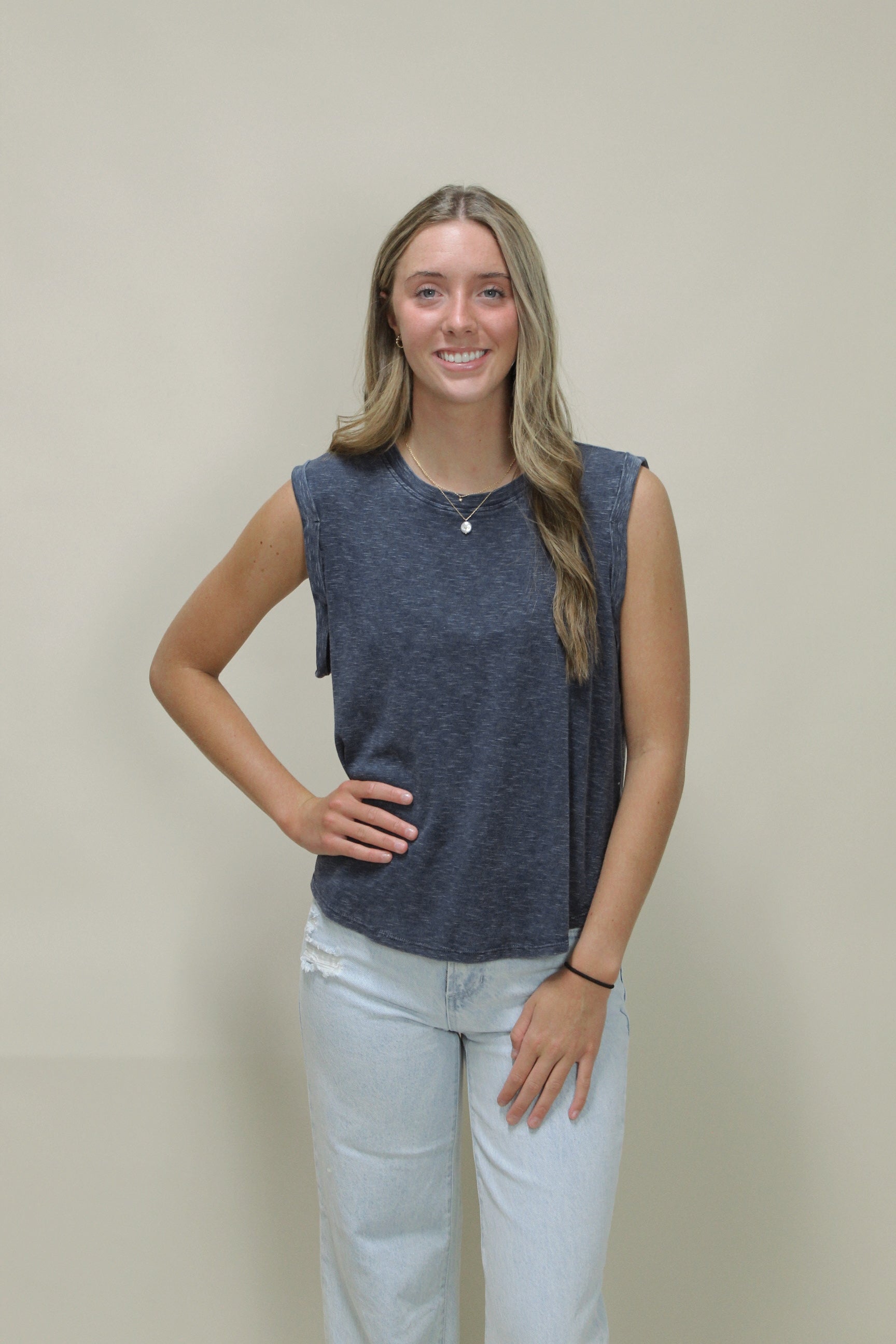 Back to the Basics Sleeveless Top - Navy