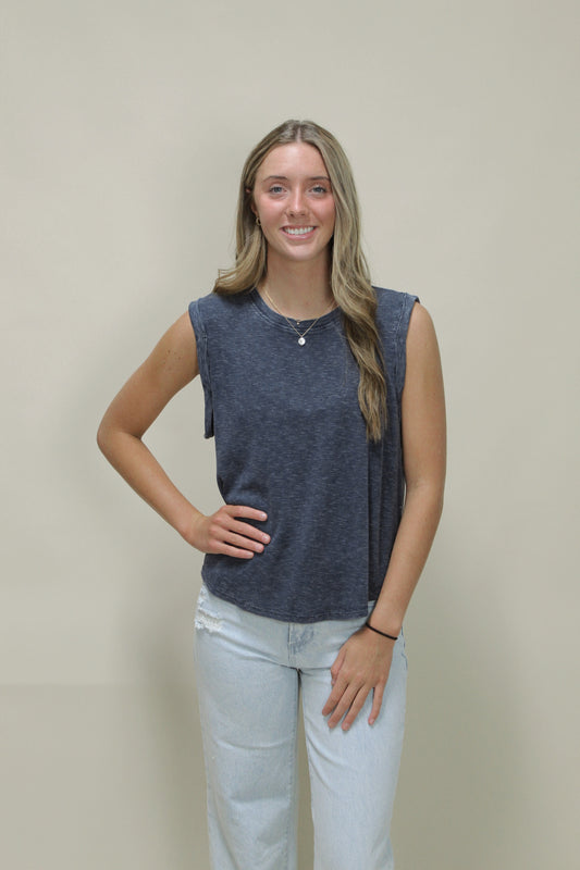 Back to the Basics Sleeveless Top - Navy
