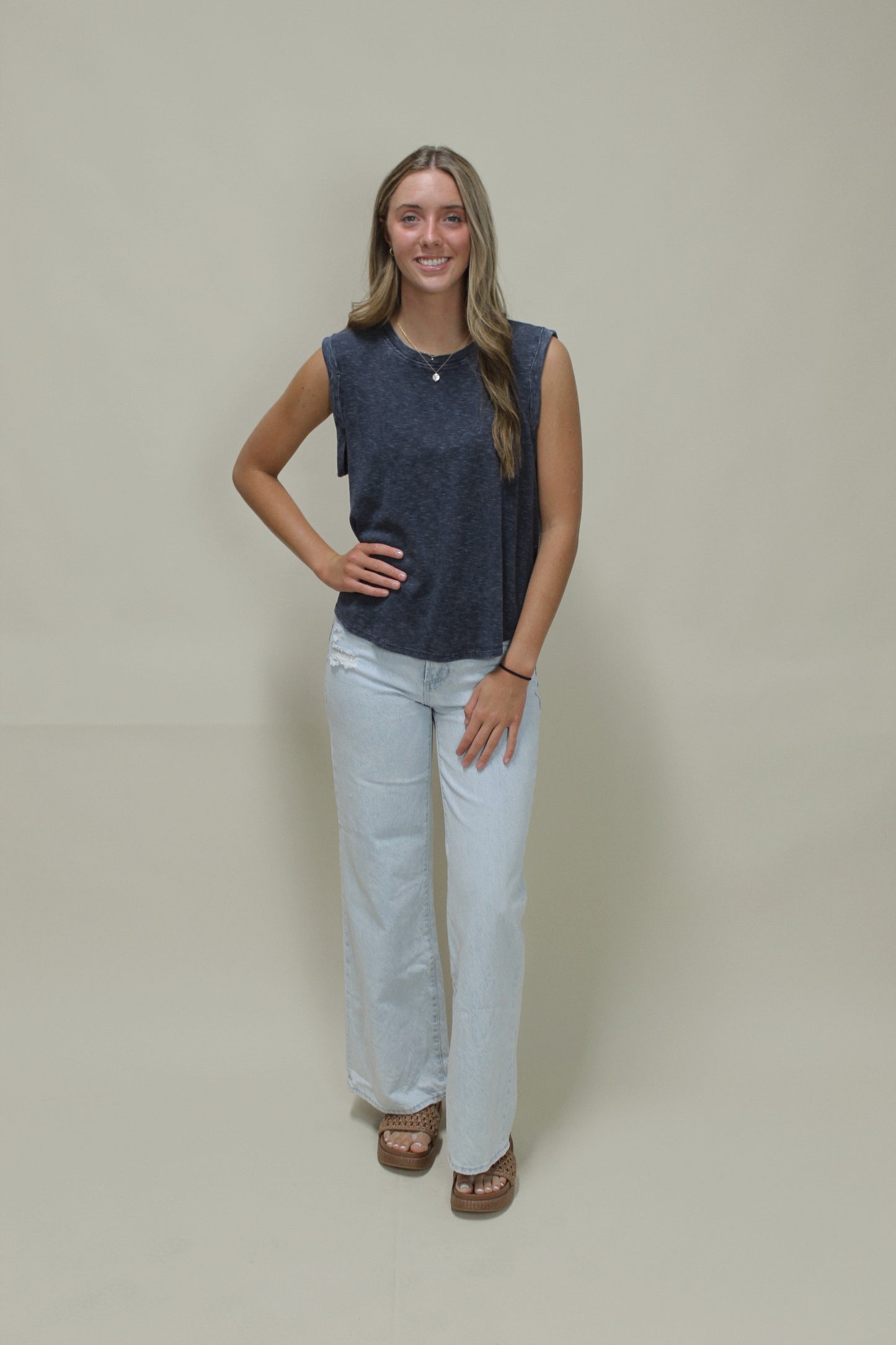 Back to the Basics Sleeveless Top - Navy