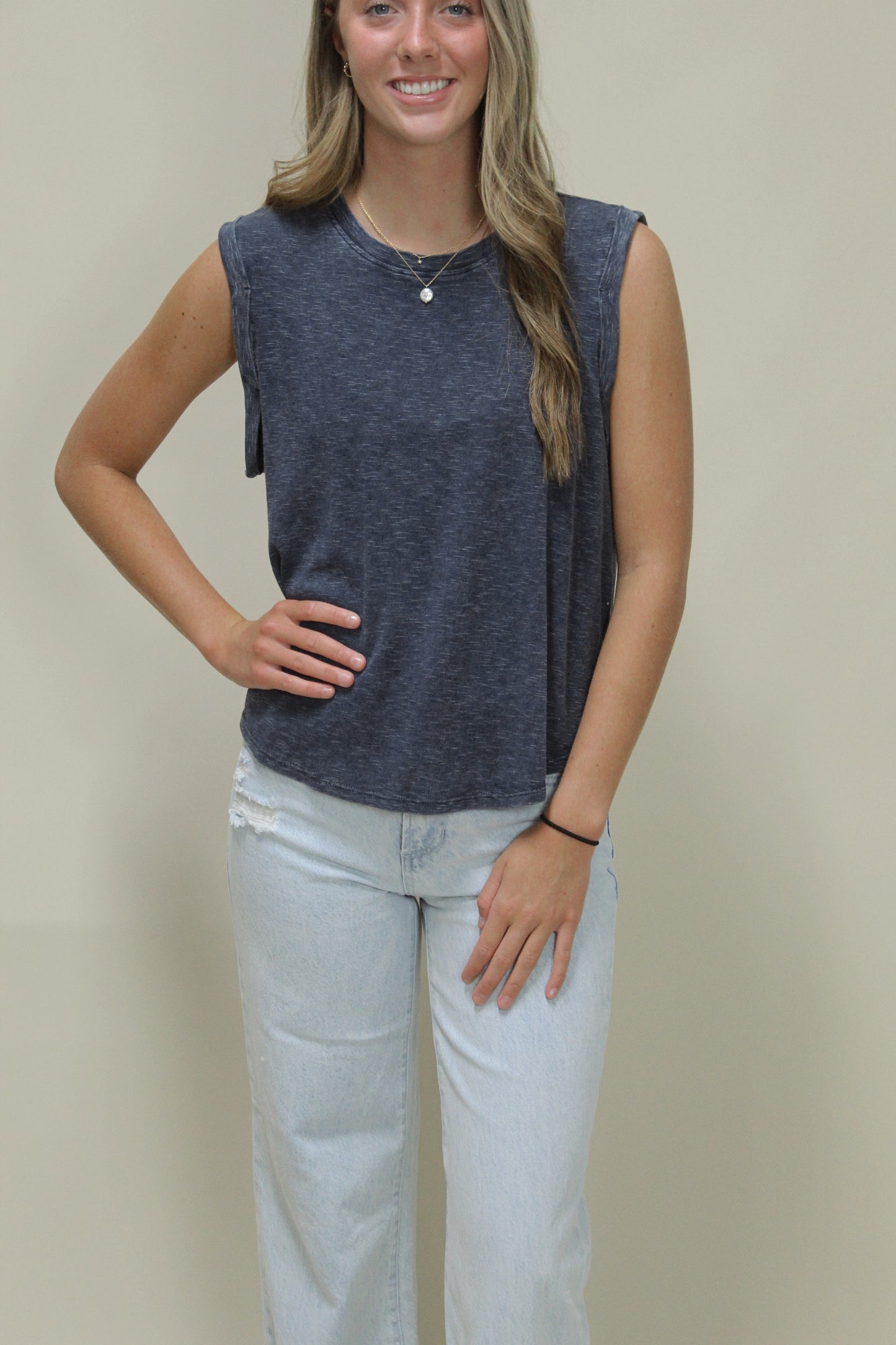 Back to the Basics Sleeveless Top - Navy